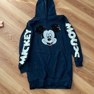 Girls navy blue long Mickey sweatshirt hoody  - size 12-14